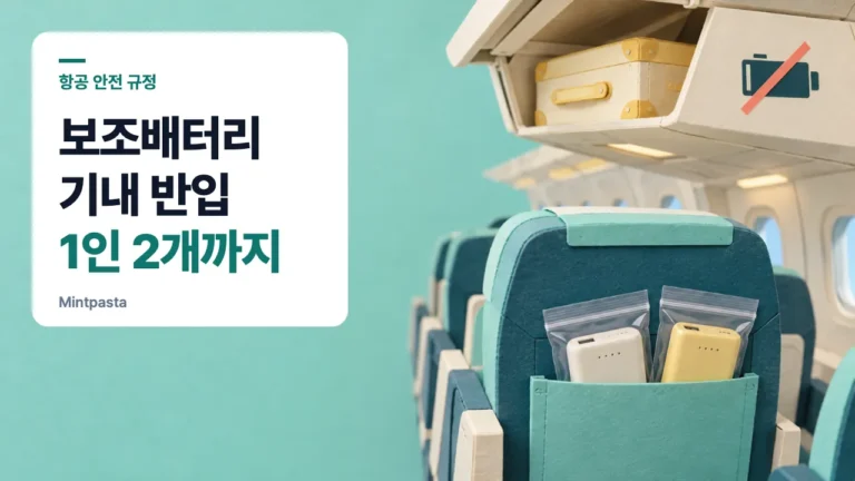 비행기 보조배터리 기내 반입 제한 – 2026년 1인 2개·160Wh 기준과 기내 사용 금지
