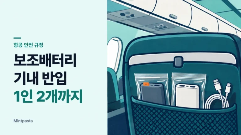 비행기 보조배터리 기내 반입 제한 – 2026년 1인 2개·160Wh 기준과 기내 사용 금지